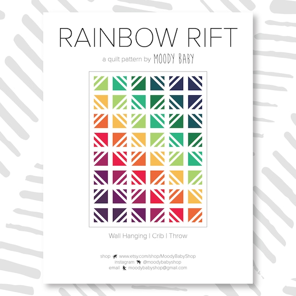 Rainbow Rift Quilt Pattern by Moody Baby - PDF Pattern - Beginner Quilt Pattern