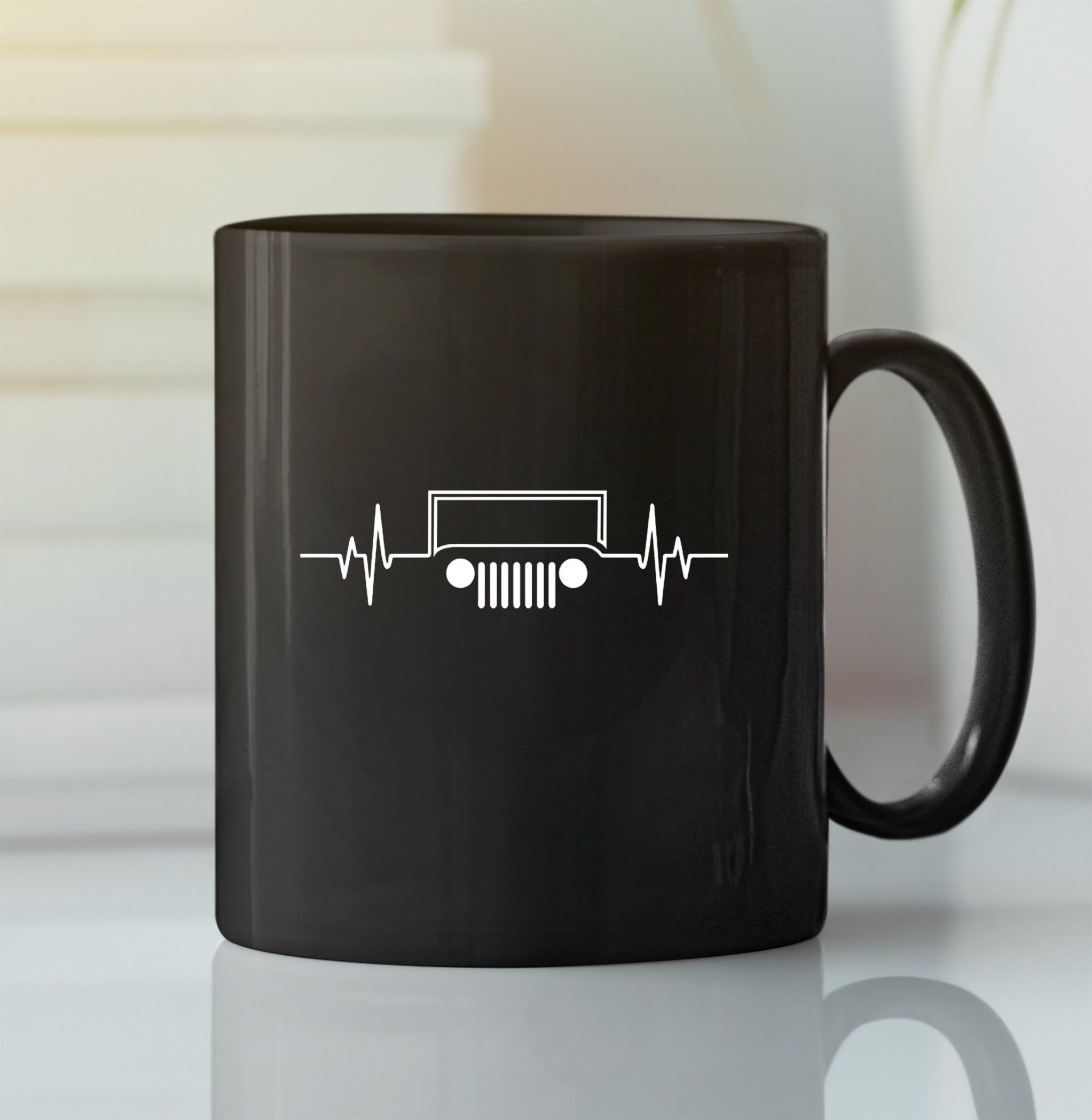 Jeep Heartbeat Mug Jeep Coffee Mug Funny Jeep Lover Mug Etsy