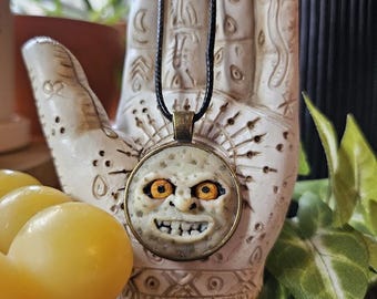 The Legend of Zelda Majora's Mask Moon Necklace, polymer clay, polymer clay jewelry, the legend of zelda, Majora's mask, Hand sculpted