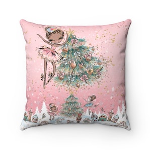 Nutcracker Christmas Night Pillow Cover, Ballerina Pink pillow, Gifts for women,  Gift for kids, Gifts for Xmas, Nutcracker Story