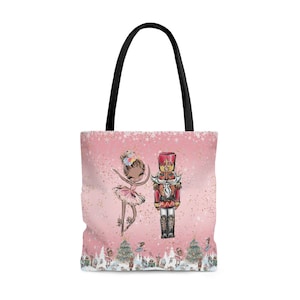 Nutcracker Tote Bag, Pink Christmas Bag, Nutcracker Ballerina Tote Bag, gift for him, gift for her, Christmas gift