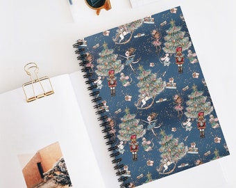 Nutcracker Ballerina Christmas Notebook, Ruled Line Notebook, Christmas Gift, Spiral Notebook, Xmas Notebook, Nutcracker Ballerina Fans
