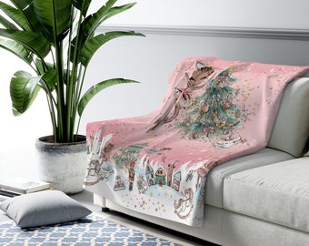 Nutcracker Christmas Night in Pink, Ballerina Sherpa Blanket, Christmas Blanket, Gifts for Xmas, Ballerina Fans, Nutcracker Fans