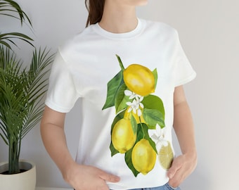 Lemon Shirt Botanical Shirt Lemon Print Gardening Shirt Cute Fruit Shirt Clothes Lemon T Shirt