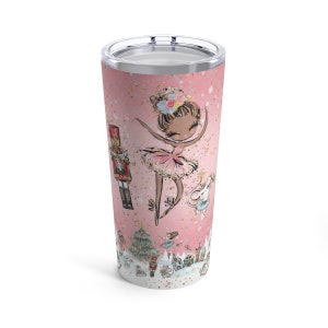 Nutcracker Balerina Pink Tumbler, Christmas Cup, Christmas Gift,