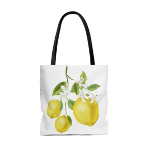 Lemons Flowers Tote Bag, Fruits Bag, Farmers Market Bag, Shopping Bag, Lemons, Tote Bag, Reusable Grocery Bag, Reusable Shopper Bag