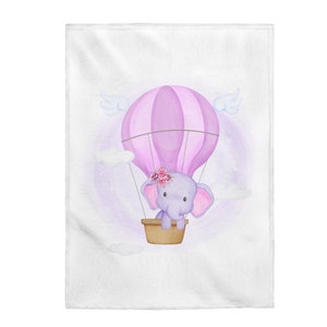 Elephant Baby Air Ballon Blanket Purple Lilac Pink Blanket Newborn Baby Shower Gift Bedding Nursery Decor Velveteen Plush Blanket