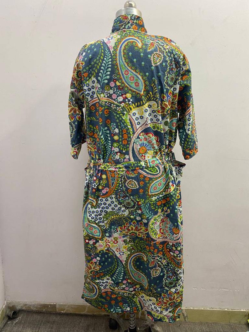 nightwear kimono beach robe,bath robe maternity robe,bridal kimono cotton robe,bridesmaid robe Indian handmade grey floral print kimono