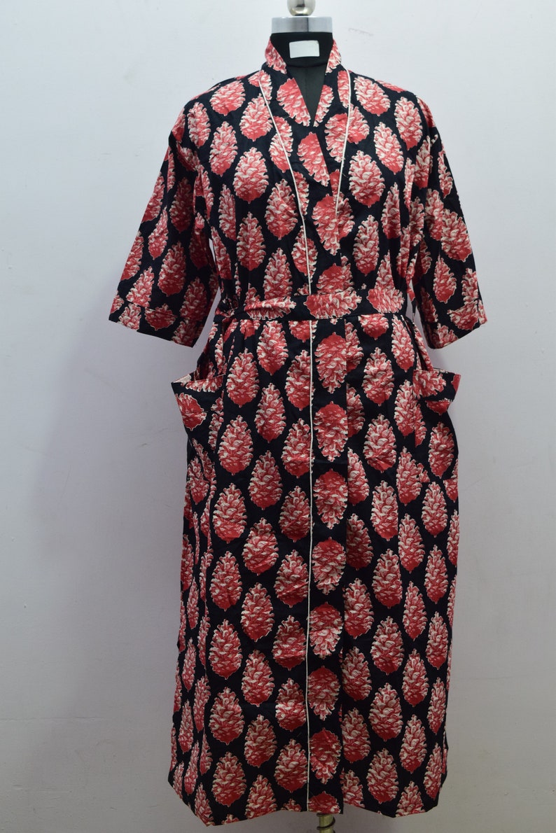 bridesmaid kimono robe Indian floral gown Block print robes Beautiful bridal kimono floral kimono printed organic Indian floral robe