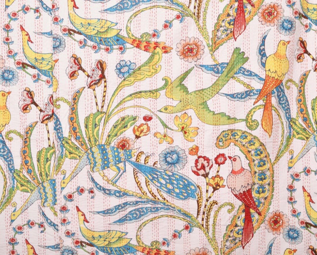 White Bird Bedspread California King Size,bedspread King Quilted,kantha