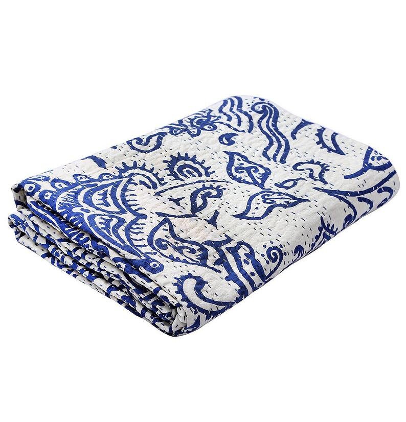 Indian Embroidery Print kantha quilt bedspread bedding throw Etsy