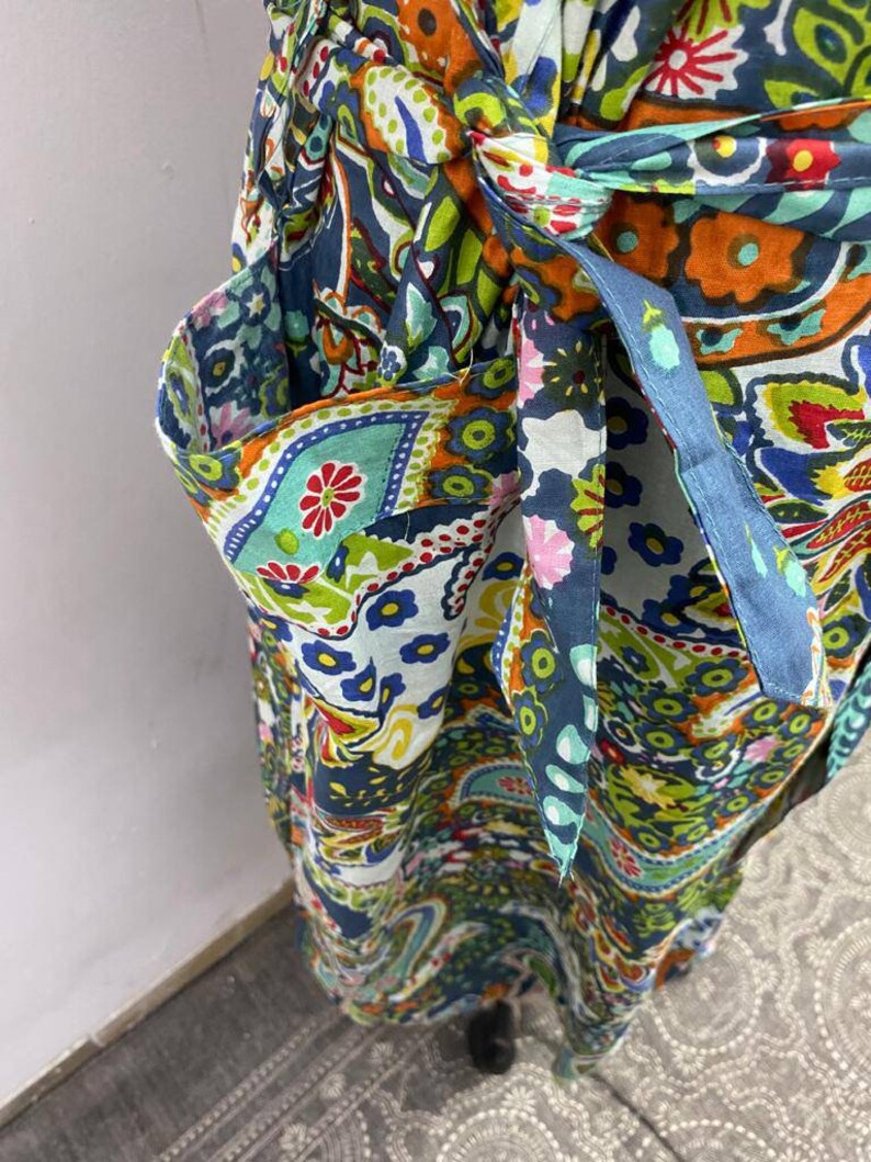 nightwear kimono beach robe,bath robe maternity robe,bridal kimono cotton robe,bridesmaid robe Indian handmade grey floral print kimono