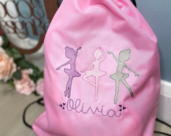 Personalized Ballerina Gym Bag: Embroidered Dance Bag