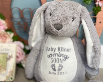 Personalized Pregnancy Announcement Plush Bunny: Keepsake Baby Reveal Gift