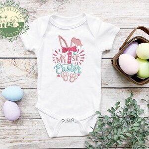 Personalised Embroidered Easter Clothing | Keepsake T-shirt Baby Grow Vest | First Easter Gift | Easter Top T-shirt | Baby&#39;s 1st Easter bib