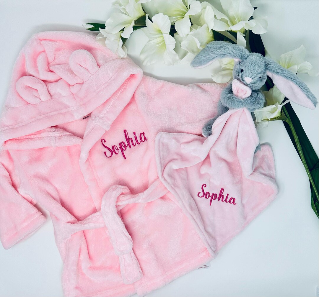 Personalized Baby Plush Robe: Embroidered Dressing Gown, Newborn Gift ...