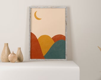 Desert Moon Print/Landscape Digital Print/Rustic Digital Prints/Simple Digital Prints/Digital Wall Decor/Digital Prints Dorm/Dorm Decor