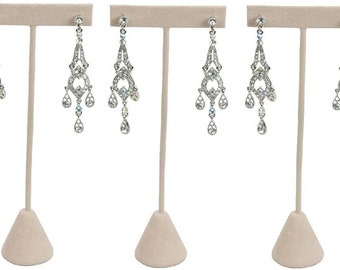3 Burlap Fabric Earring T Stand Showcase Displays 888 Display USA , Burlap 5.75 3 Pack