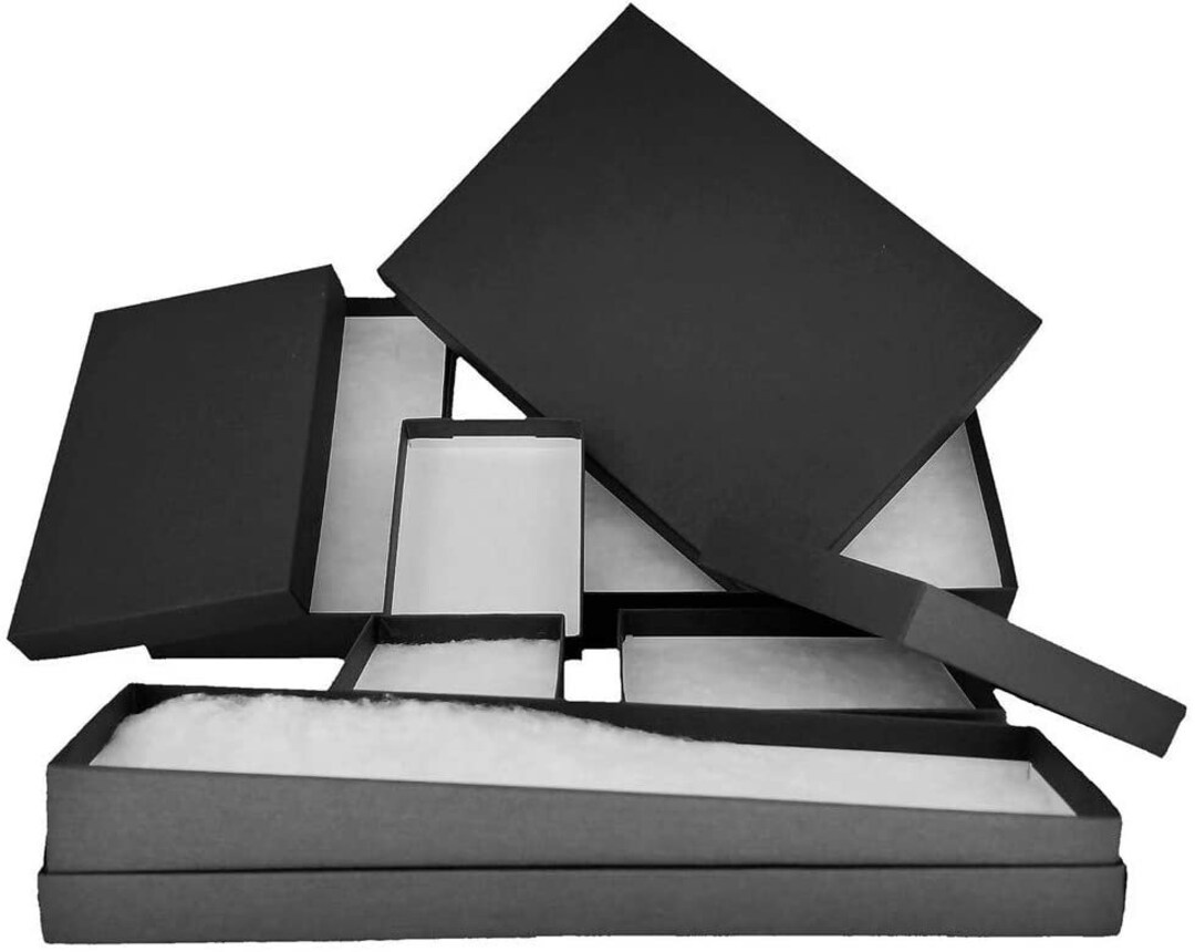 Black Matte Cotton Filled Jewelry Boxes Etsy