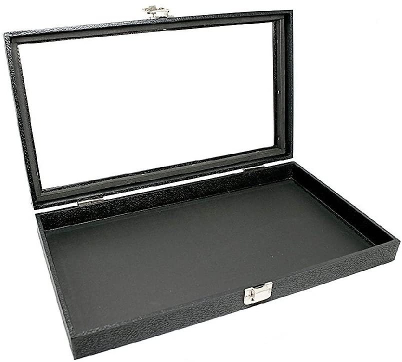 Glass Top Black Jewelry Display Case With 72 Slot White Ring Etsy