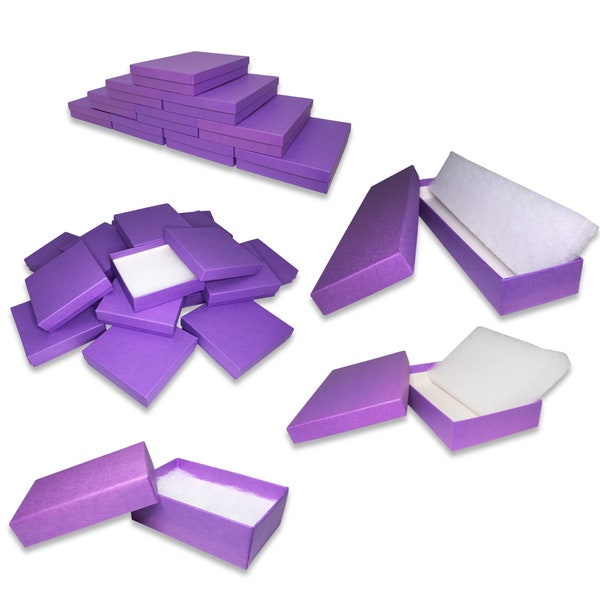 Purple Kraft Cotton Filled Jewelry Packaging Gift Boxes