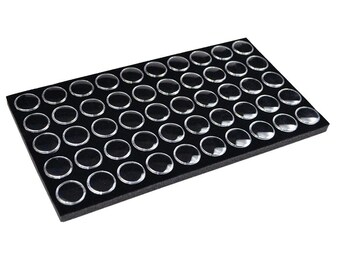 Black Stackable Gem Jar Tray with 50  Black Gem Pots 2 Inch Deep 