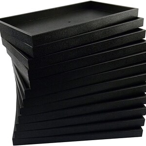 888 Display USA 3-Piece 1-Inch Deep Black Full Size Plastic Stackable Jewelry Tray 14 3/4 X 8 1/4 X 1H 888 Display USA 3-Piece 1-Inch Deep Black Full Size Plastic Stackable Jewelry Tray 14 3/4 X 8 1/4 X 1H