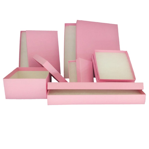 Light Pink Kraft Cotton Filled Jewelry Packaging Gift Boxes