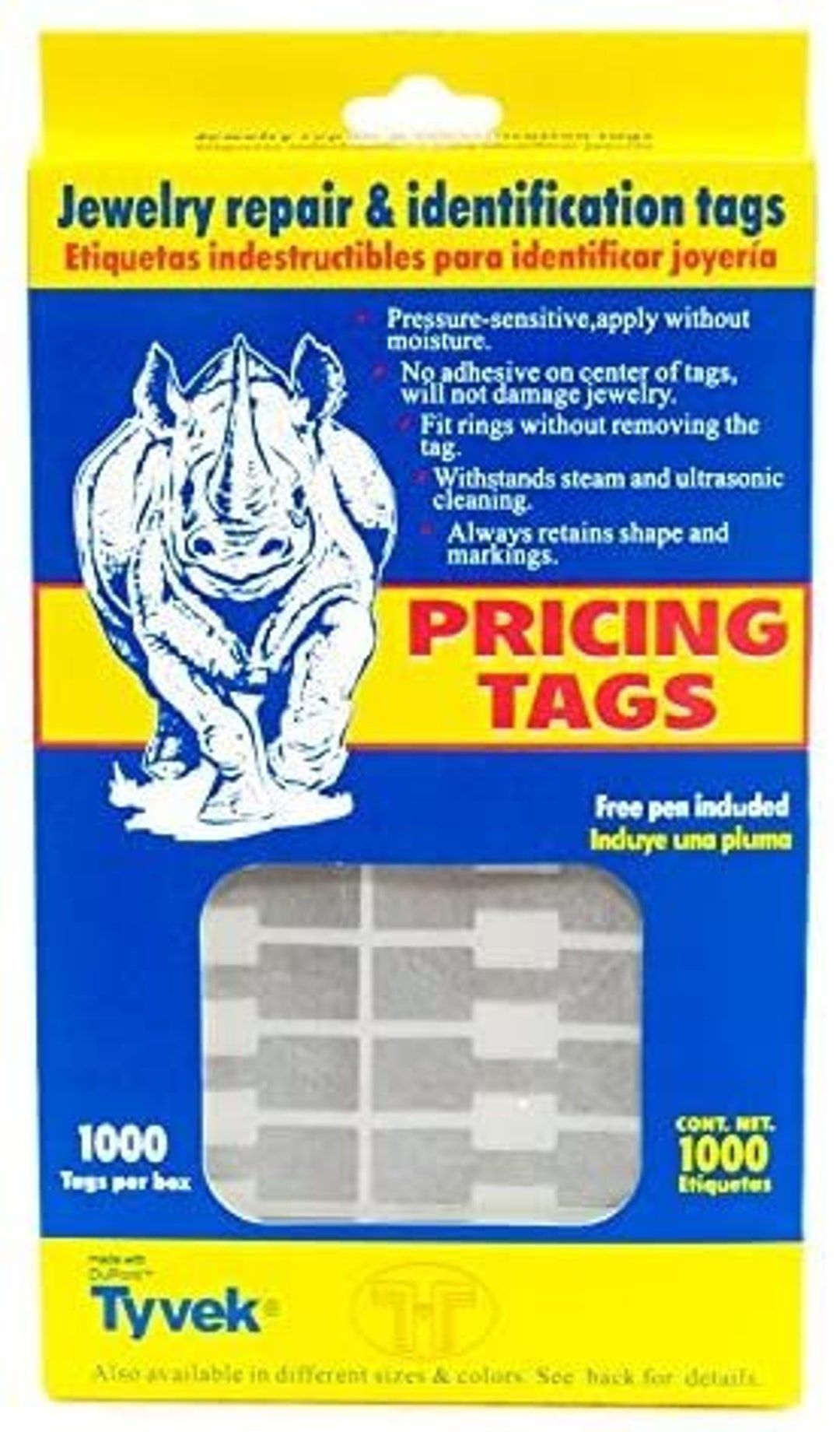 100 White paper jewelry price tags write on label string attch 3/4 x 1/2  PT007