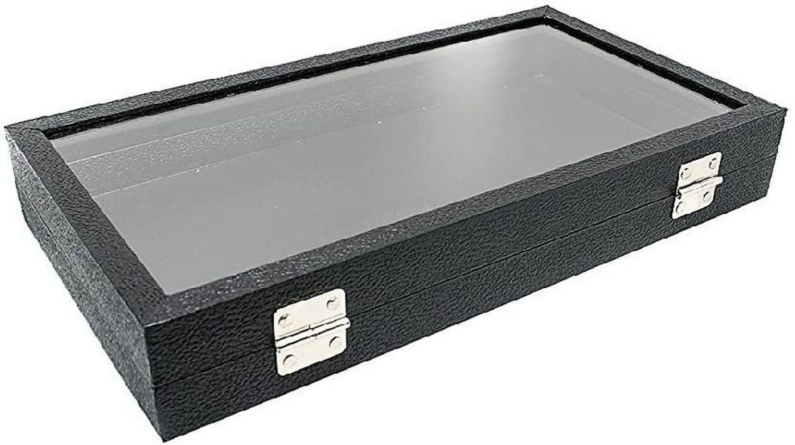 Glass Top Black Jewelry Display Case With 72 Slot White Ring Etsy