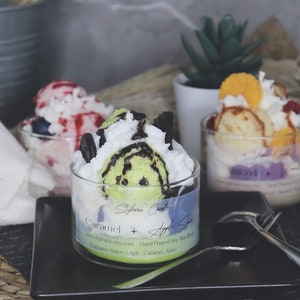 Ice Cream Sundae Candle-Caramel Apple Spice Scent Candle-Dessert Candle-Soy Wax Blend Candle-Gift For Her-Scented Candle-Home Decor