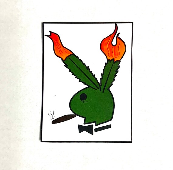 Weed Ears Fire Bunny Sticker - Etsy