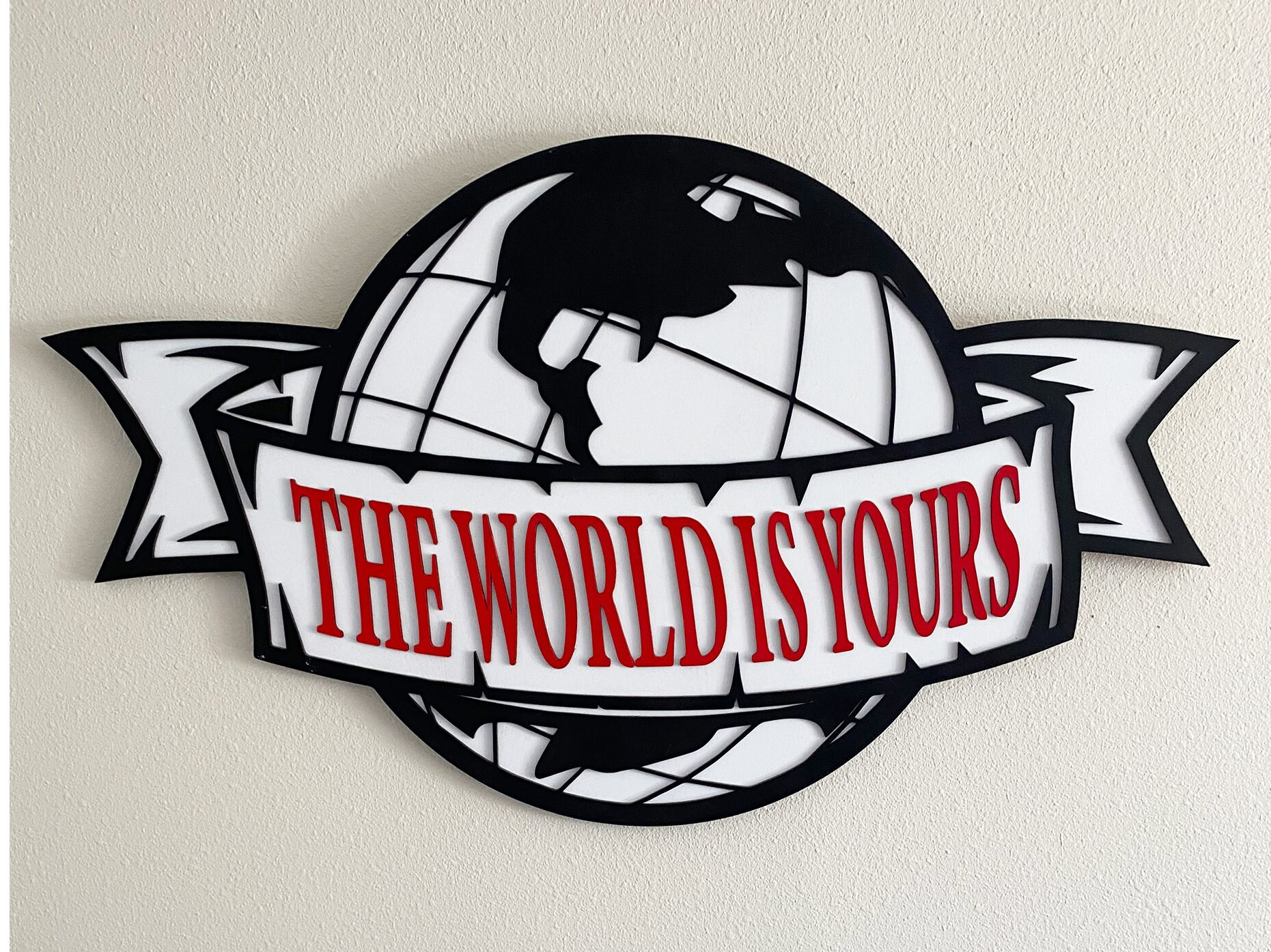 Globe Wall Art, the World is Yours, Wood Sign, Scarface 