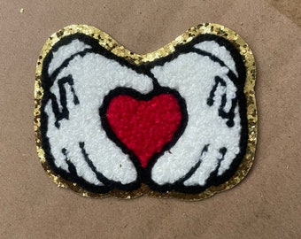 Disney Mickey Mouse Heart Hands - Iron-on Chenille Patch - Stoney Clover Inspired