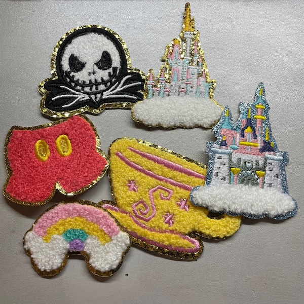 Disney Parks Inspired - Chenille Patch - Stoney Clover Inspired - Yellow Tea Cup | Mickey Mouse Pants | Mouse Rainbow