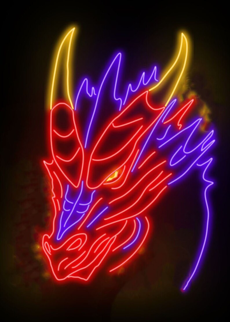 Dragon Neon sign Dragon Age Bad Dragon Miniature Dragon svg Etsy