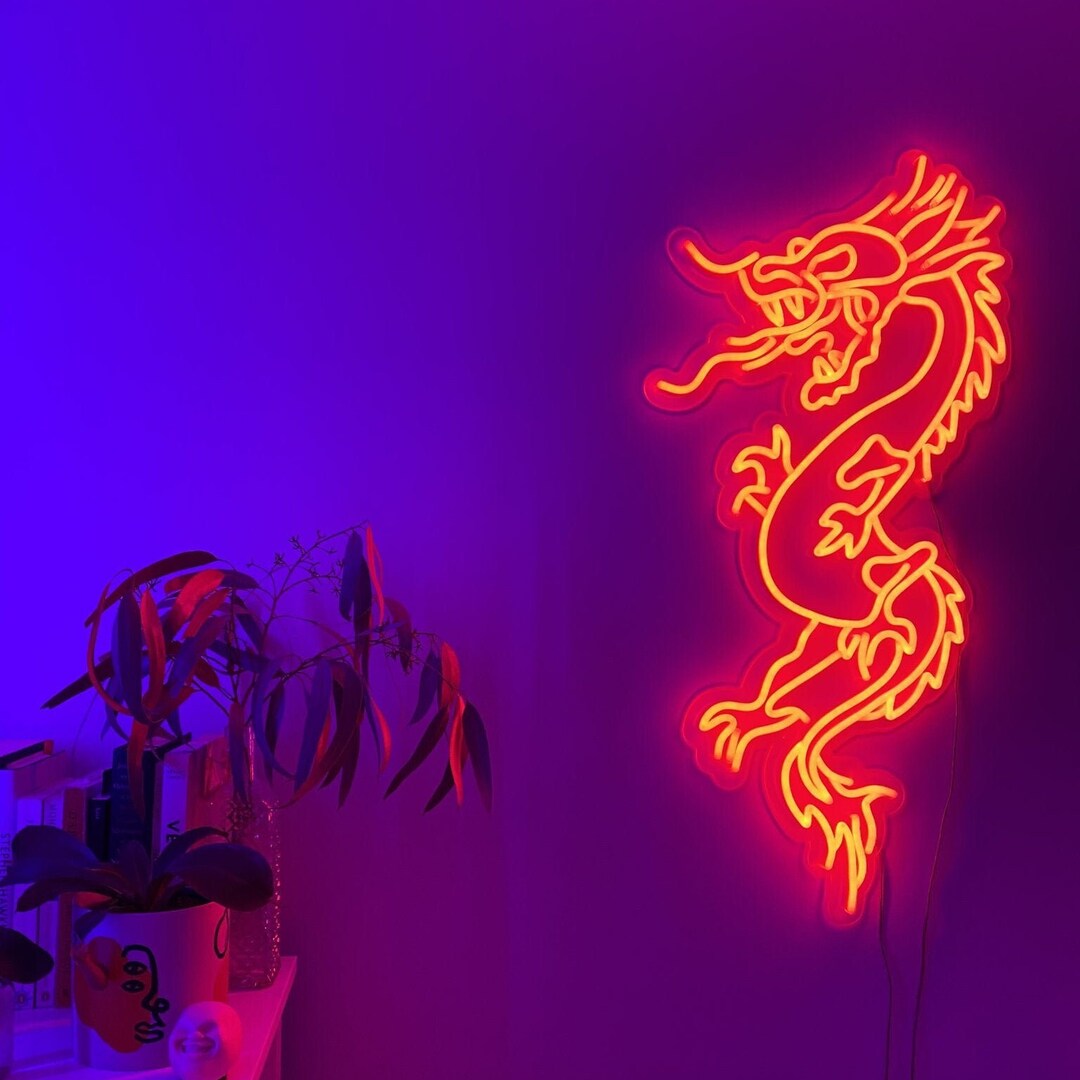 Dragon Neon Sign Dragon Neon Art for Man Cave Dragon Neon Etsy
