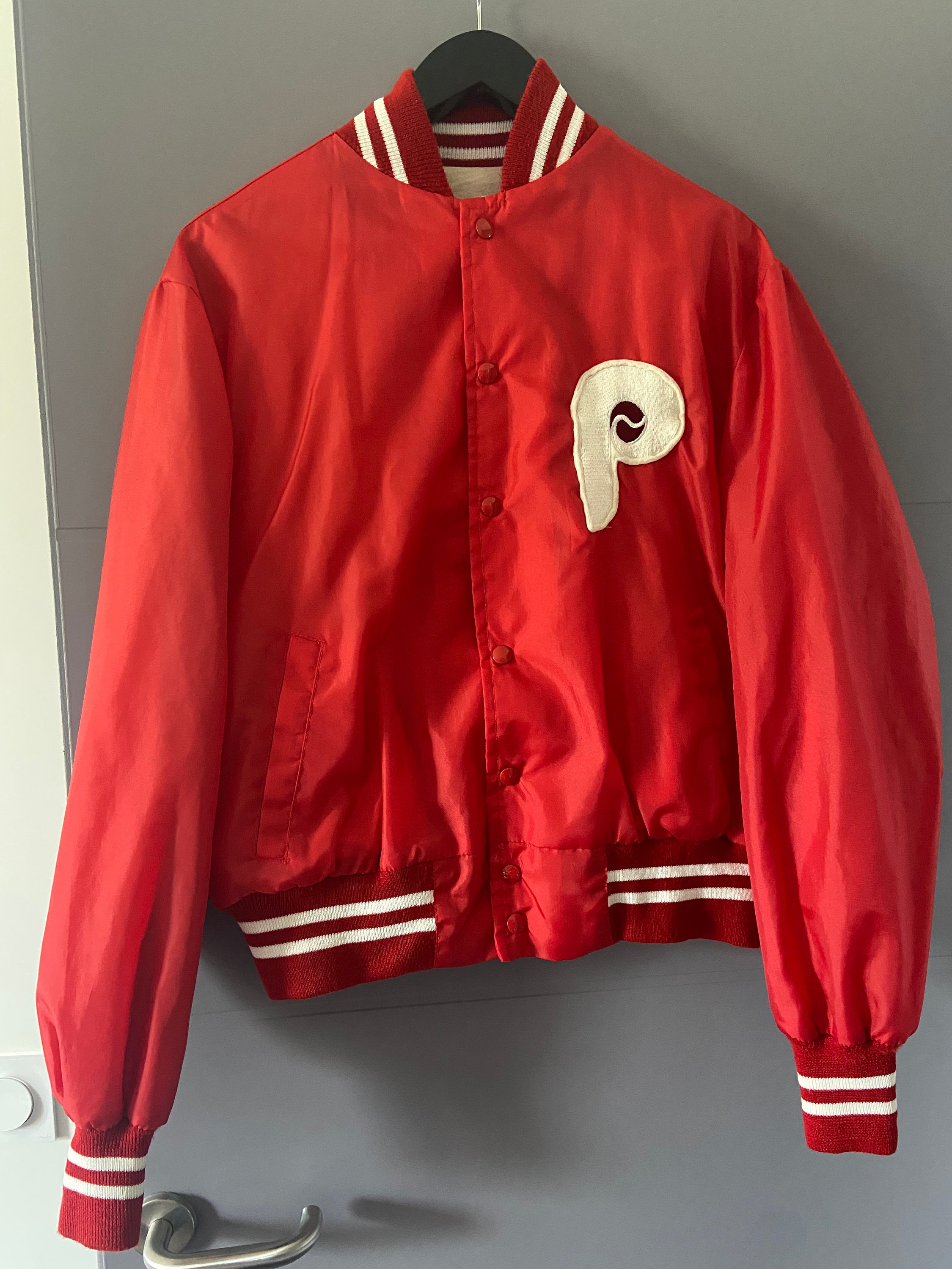 Philadelphia Phillies Striped Style Leather Jacket For Fans