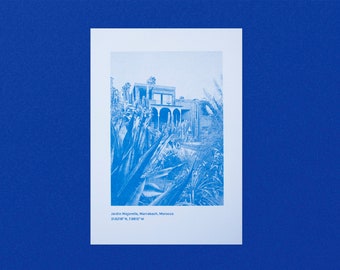 Marrakech Jardin Majorelle Riso Print A5