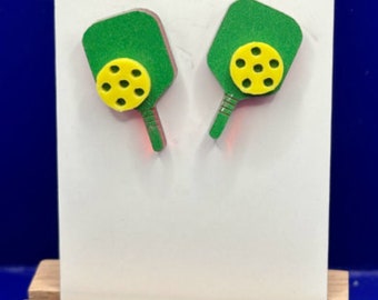 Pickle Ball acrylic stud/post  laser cut earrings. Great gift or to wear during a pickle ball game