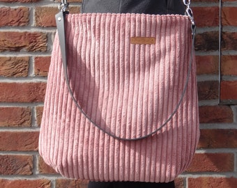 Handtasche Sjel Breitcord Rosa Punkte Handmade Unikat