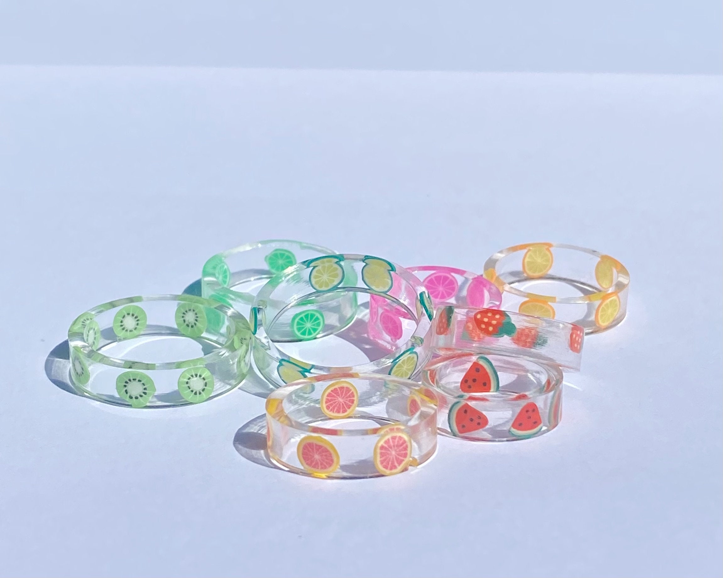Handmade Resin Fruit Rings Etsy