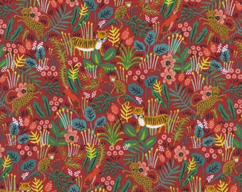 Jungle Cotton and Steel Rifle Paper Co. 100/% cotton quilting fabric Menagerie Red