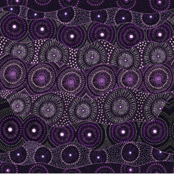 Alpara Seed, Purple - Sold by HALF YARD - Australian Aboriginal quilting cotton, M & S Textiles