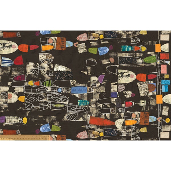 Art History 101, Timeline Lecture, Black 50764D-1, 23" repeat - Marcia Derse - Sold by HALF YARD - 100% cotton quilting fabric