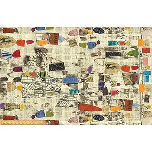 Art History 101, Timeline Lecture, Canvas Cream 50764D-28, 23" repeat- Marcia Derse,- Sold by the Half Yard - 100% cotton quilting fabric