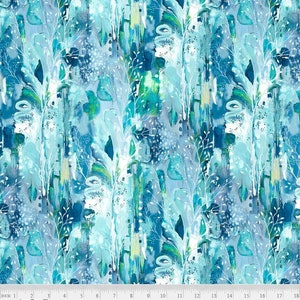 Solace Tree Springs in Blue by Flora Bowley, 04924-B - Sold by HALF YARD - 100% cotton quilting fabric, P & B Textiles