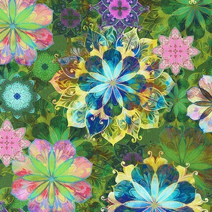 SCALE = 10 square picture Sold by HALF YARD Robert Kaufman Venice Garden 100% cotton quilting fabric