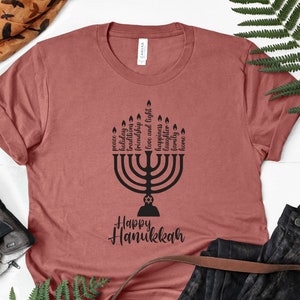 Happy Hanukkah Tshirt, Jewish Candle Shirt, Jewish Shirt, Judaism Tee, Religious T-Shirt, Hanukkah Shirt, Hanukkah Sweatshirt