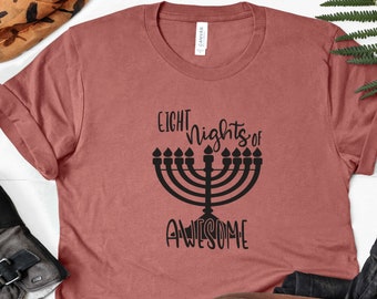 Eight Nights of Awesome T-shirt, Joods kaars-shirt, Joods shirt, Chanoeka-shirt, Chanoeka-sweater, Kerstmis